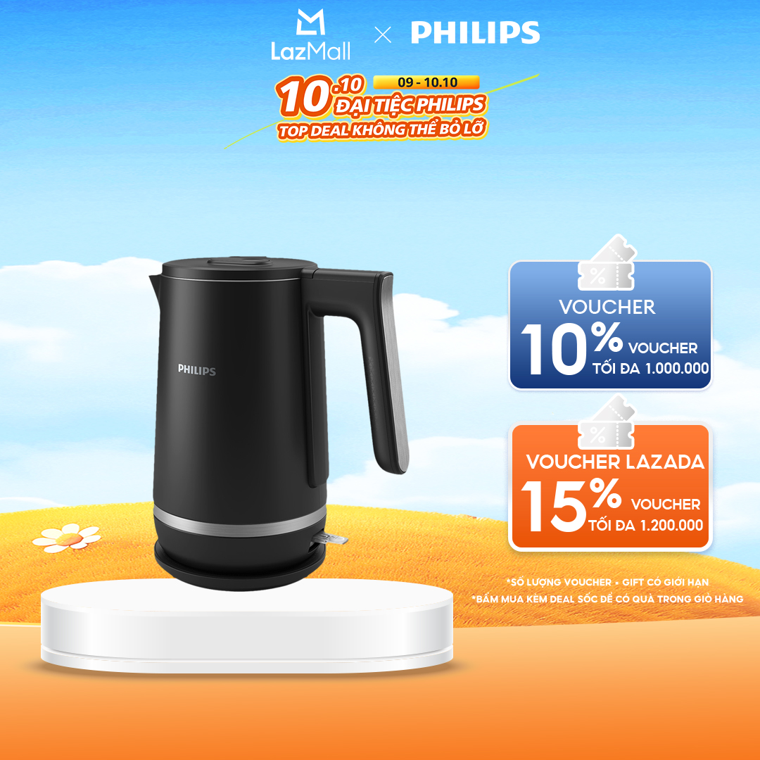 Bình Đun Siêu Tốc 2 Lớp Series 5000 Philips 1.7 Lít HD9395/90 - Hàng Phân Phối Chính Hãng