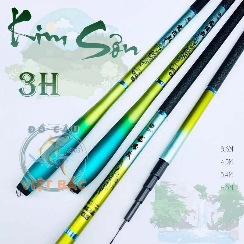 Cần câu tay Kim Sơn độ cứng 3H siêu nhẹ chuyên câu đơn câu đài tặng kèm ngọn phụ Đồ Câu Việt Bắc