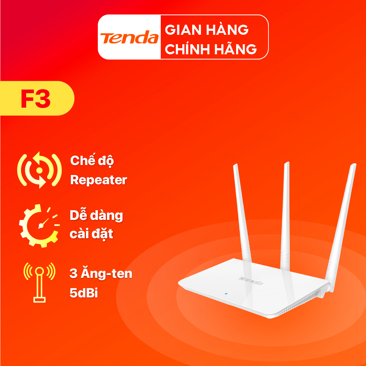 Thiết bị phát Wifi Tenda F3 Chuẩn N 300Mbps - Hãng phân phối chính thức
