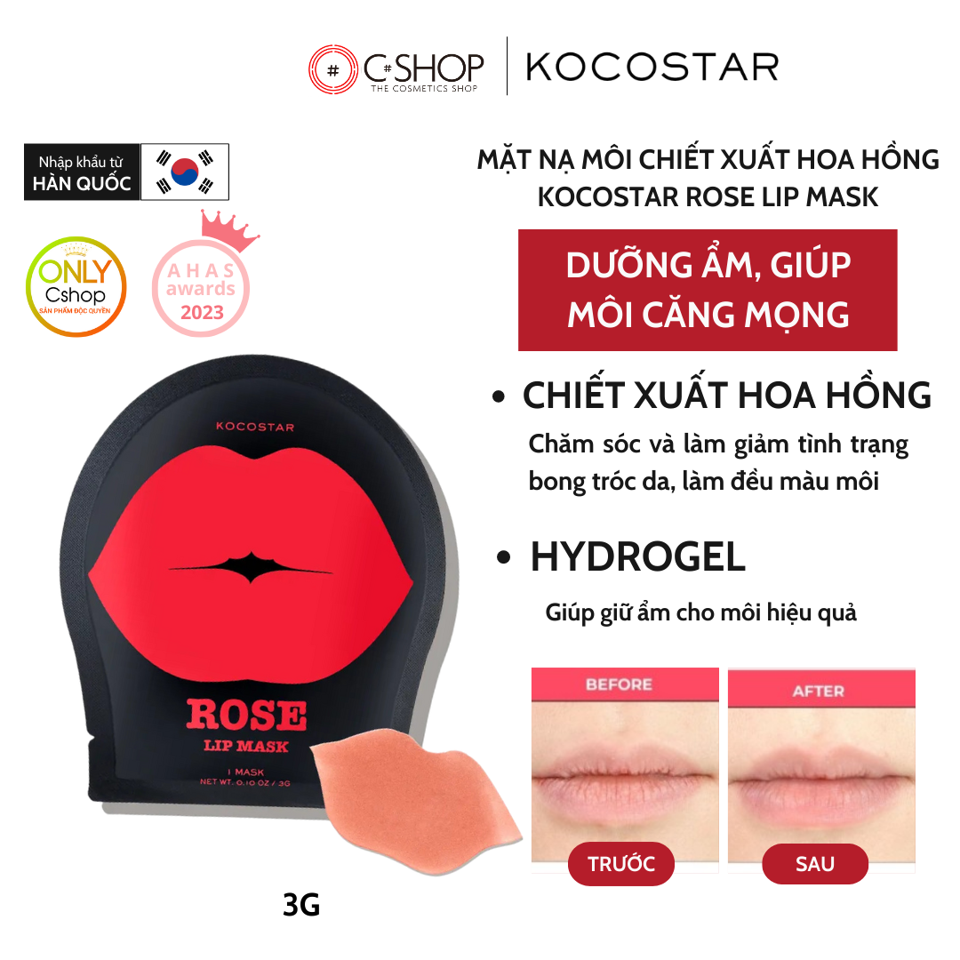 Mặt Nạ Môi Chiết Xuất Hoa Hồng Provence KOCOSTAR ROSE LIP MASK (1 miếng)