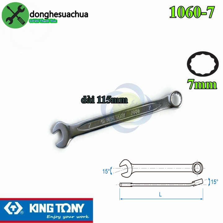 Cờ lê vòng miệng 7mm kingtony 1060-07 dài 115mm
