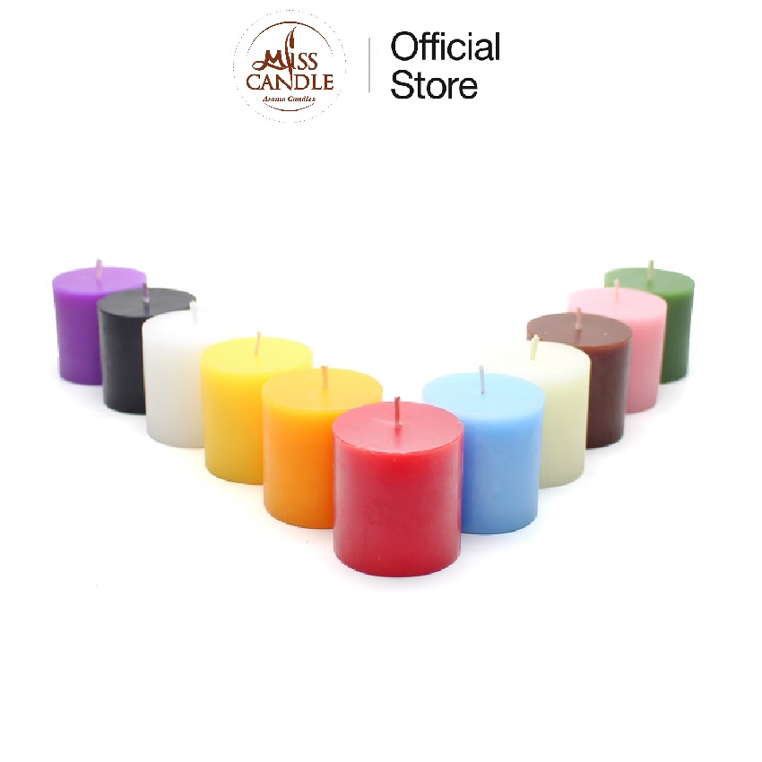   11 màu  Nến trụ tròn không mùi D5H5 Miss Candle FTRAMART EDC0108 - tùy chọn nhiều màu sắc đường kính 5 cm cao 5 cm dùng trang trí 