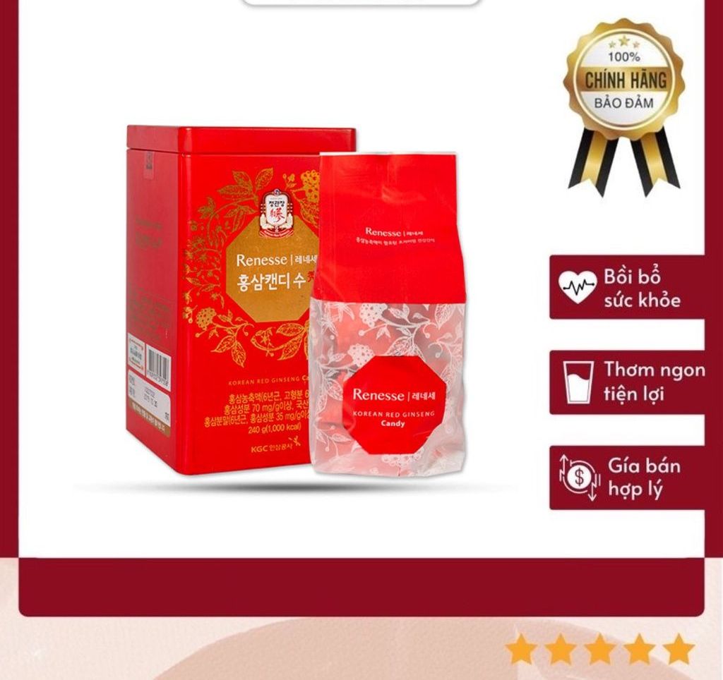 Kẹo hồng sâm hàn quốc cao cấp kgc cheong kwan jang - ginseng candy 240g