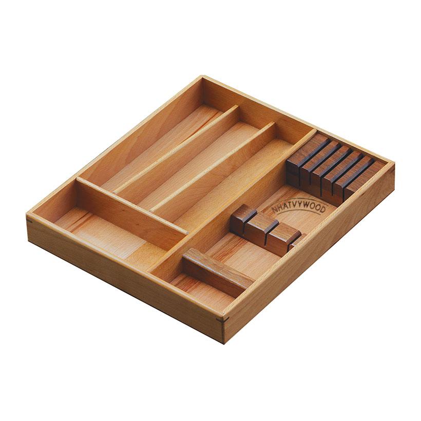 [HCM]Khay đựng muỗng đũa thìa đa năng kèm khay đựng dao bằng gỗ cao cấp Nhatvywood NV5302 khay để dao khay chia ngăn tủ bếp khay chia muỗng đũa đồ đựng đũa khay để đũa đồ dùng nhà bếp đồ gia dụng nhà bếp thông minh.