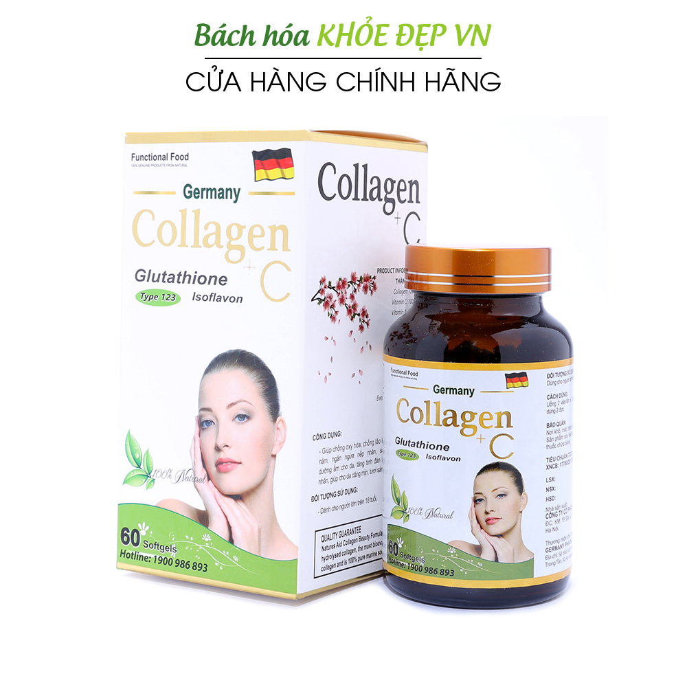 Viên uống đẹp da Collagen C bổ sung Vitamin A E C giảm nám sạm da chống lão hóa - Hộp 60 viên