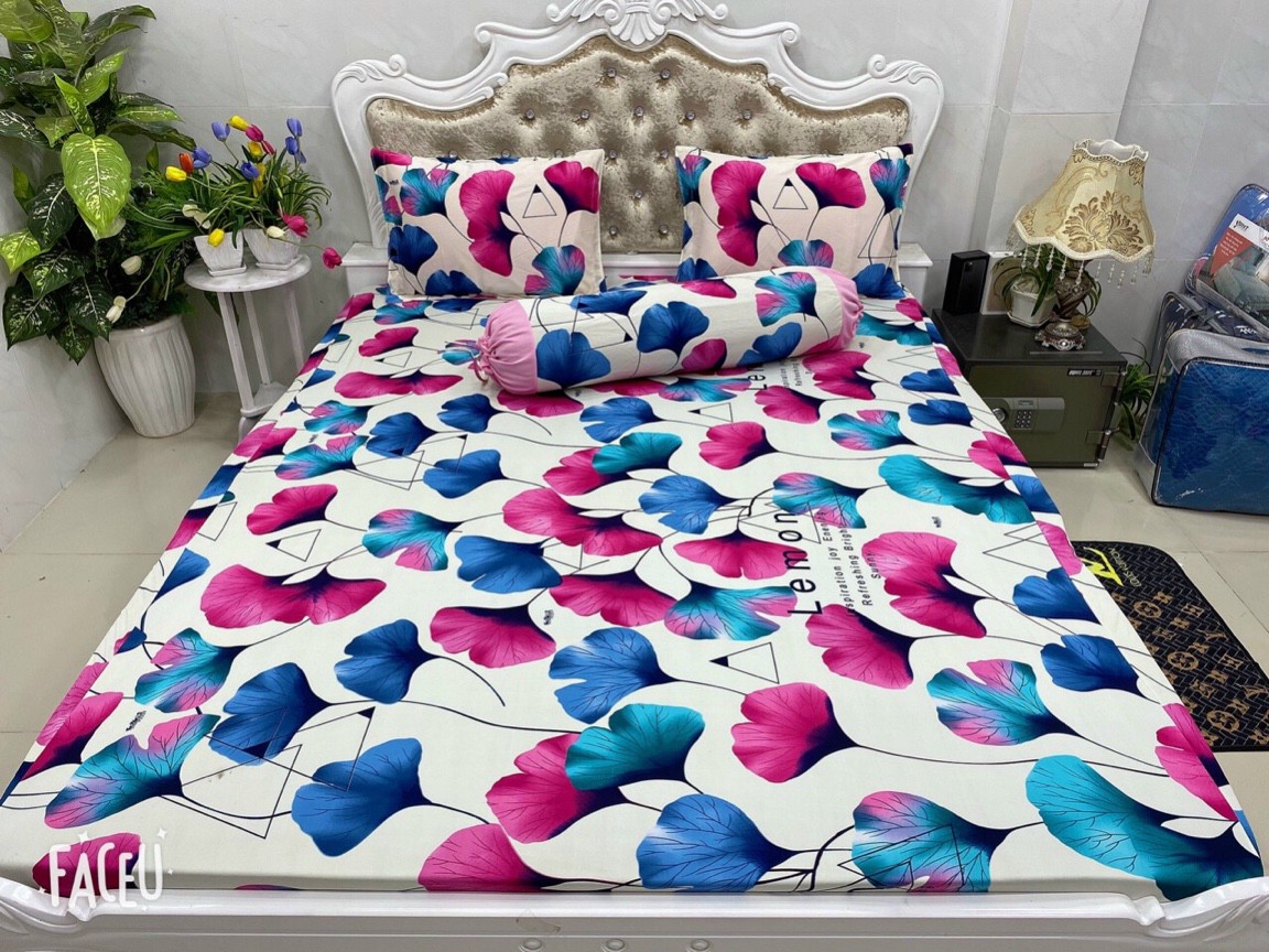 Bộ drap thun hàn quốc mát lạnh - drap thun lạnh việt nam in hàn quốc 1m6x2m