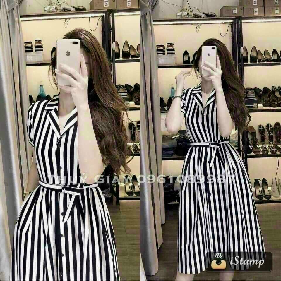 Đầm cổ sơ mi cài nút cực xinh- Thời trang nữ cao cấp
