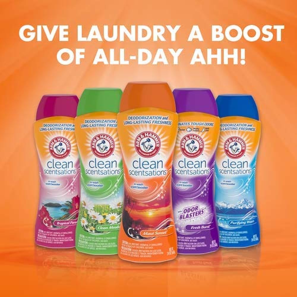 Hạt thơm áo quần Arm & hammer In-Wash Scent Booster Tropical Paradise/Purifying Waters/Clean Meadow/Fresh Burst/Naui Sunset 680g (Mỹ)
