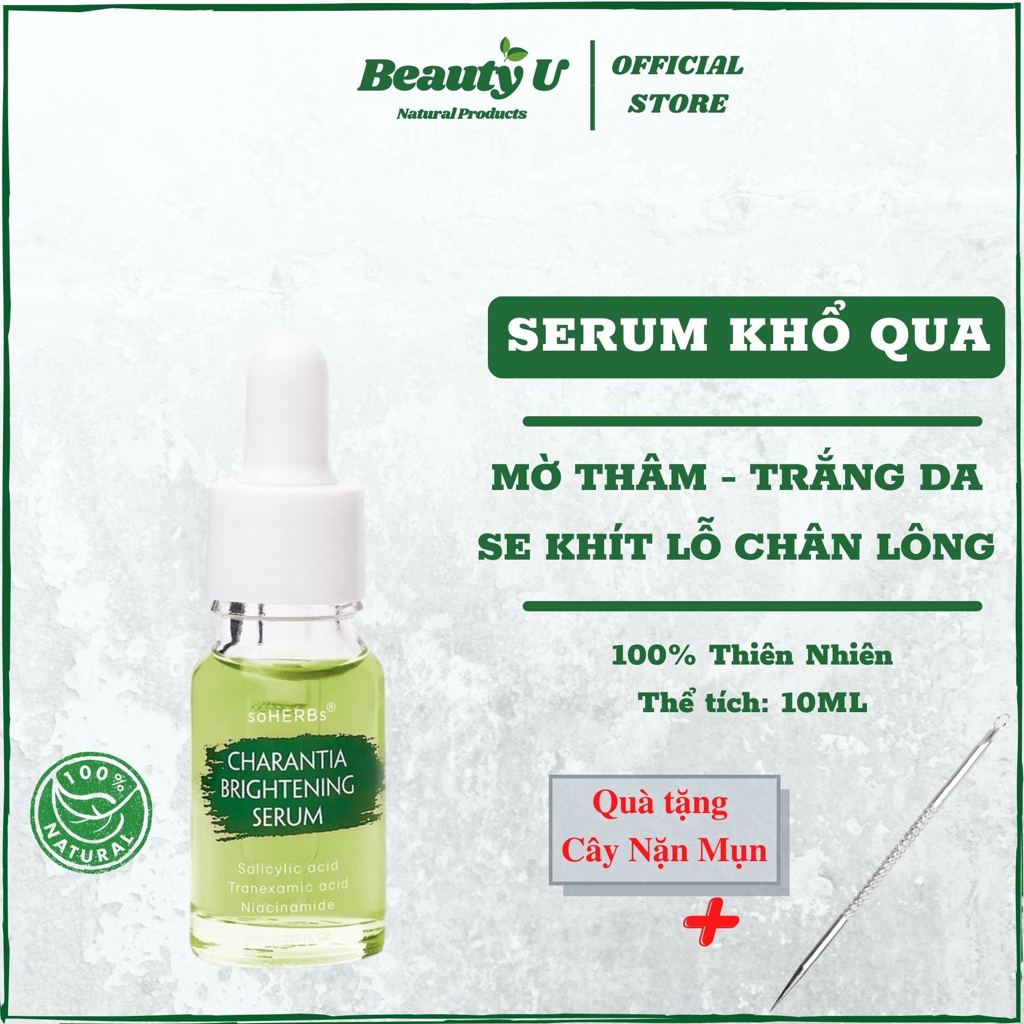 Serum khổ qua mờ thâm trắng da tinh chất phục hồi dưỡng da sau mụn 10ml soherbs - cao khổ qua , sữa rửa mặt khổ qua