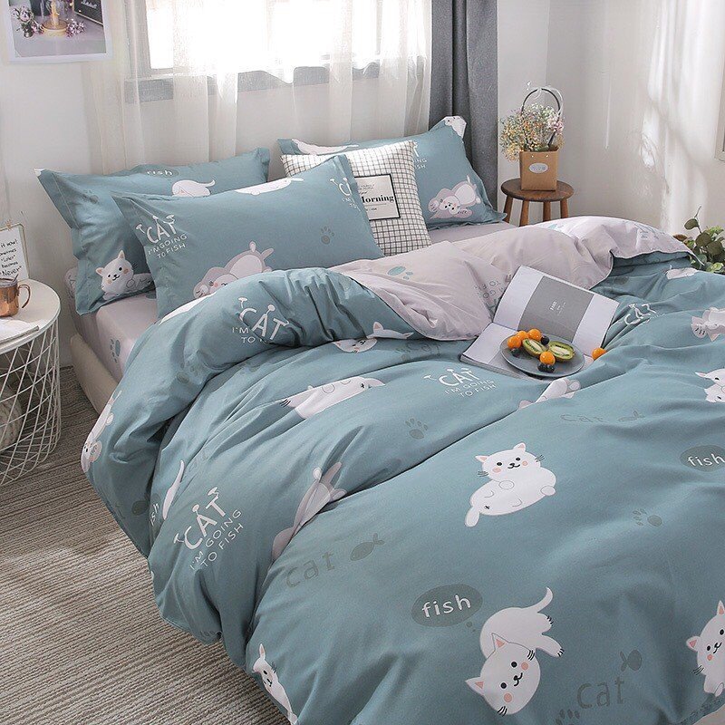 Set 5 VỎ CHĂN/ MỀN Cotton Poly Mẫu MÈO CÁ Cute Siêu Cấp Nhẹ Nhàng+ Êm Ái+ Ấm Áp+ Mềm Mịn. Chăn Ga Gia Đình. Phù Hợp Cho Các Bé. KIRIN Store