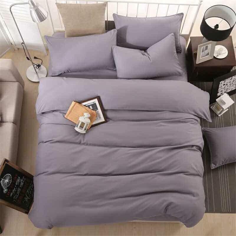 Set 4 món chăn ga gối nhập cotton màu trơn