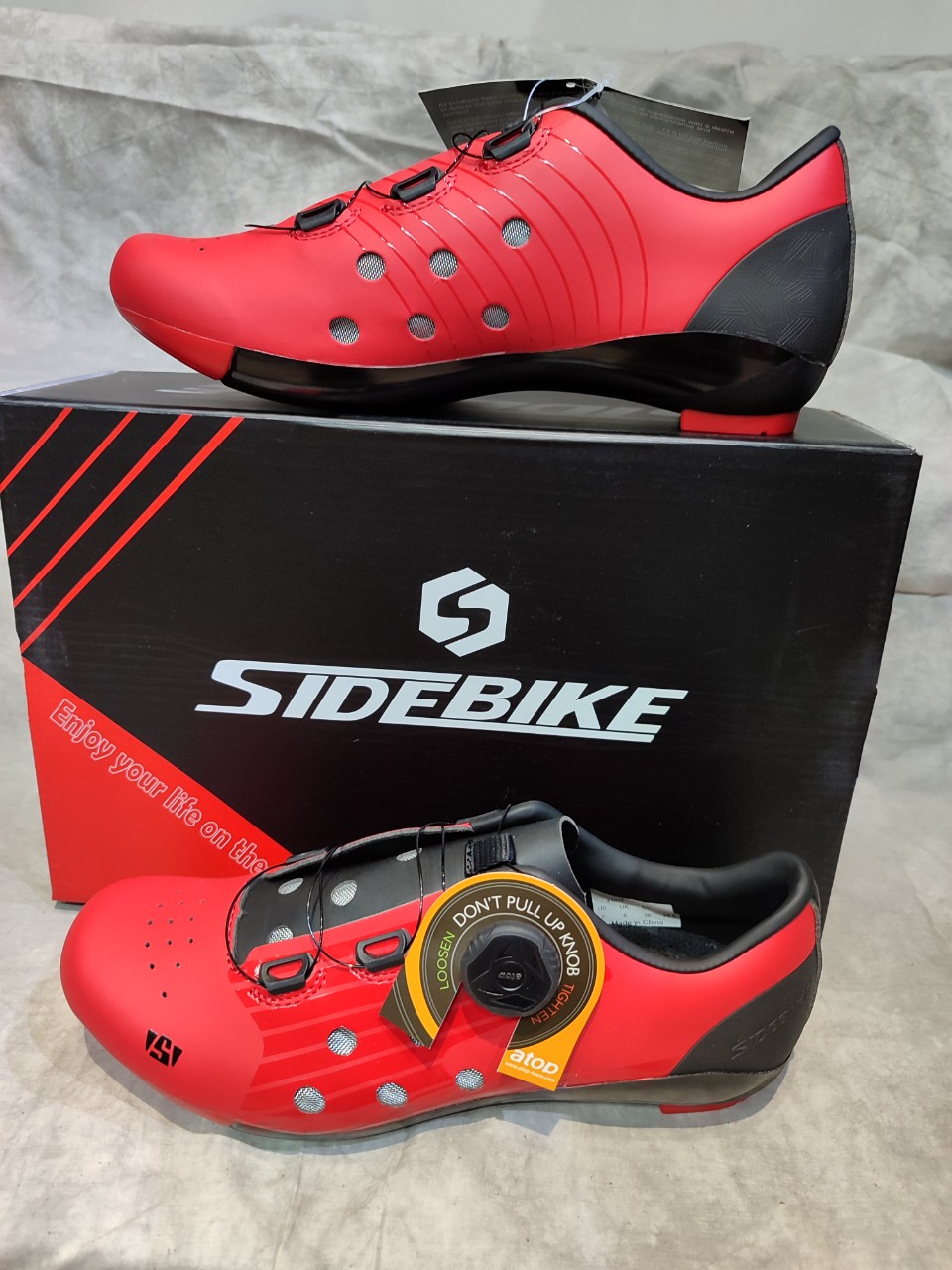 Giày can xe đạp dòng Road 1 khóa vặn SIDE BIKE SD-026 màu đỏ - SPORTS WORLD
