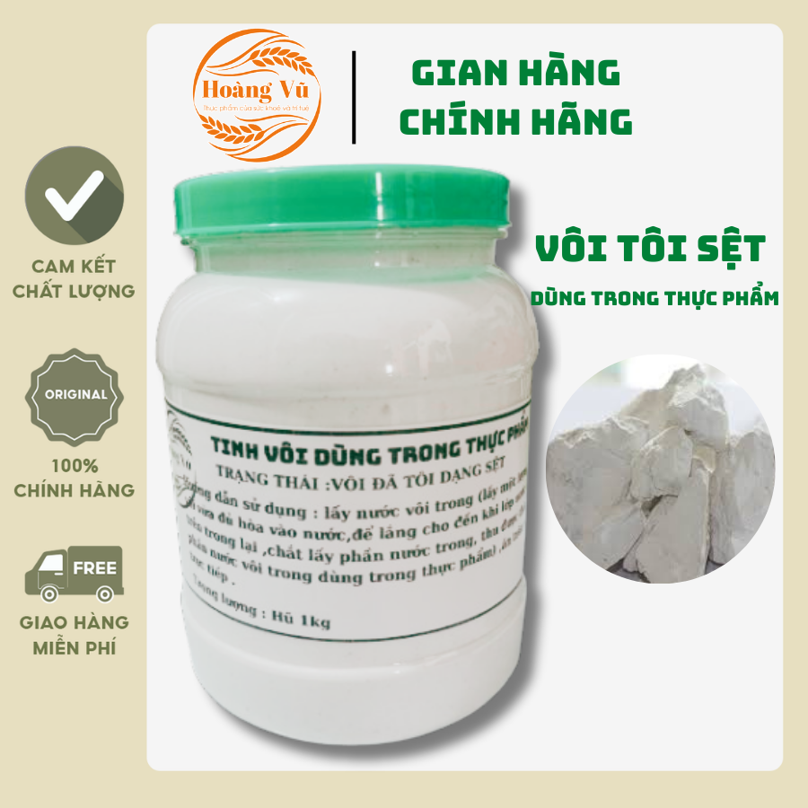 Tinh vôi dùng trong thực phẩm, vôi tôi sẵn ăn trầu ,nước vôi trong hũ 1kg