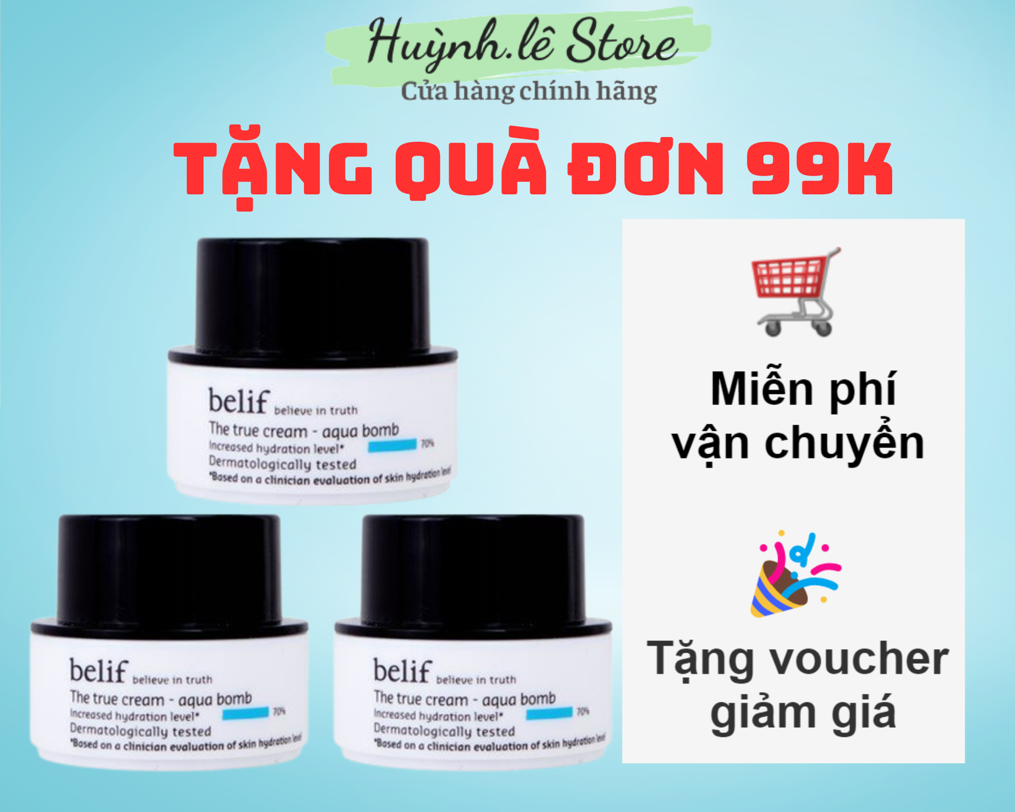 Kem dưỡng cấp ẩm tức thì dạng gel belif the true cream aqua bomb