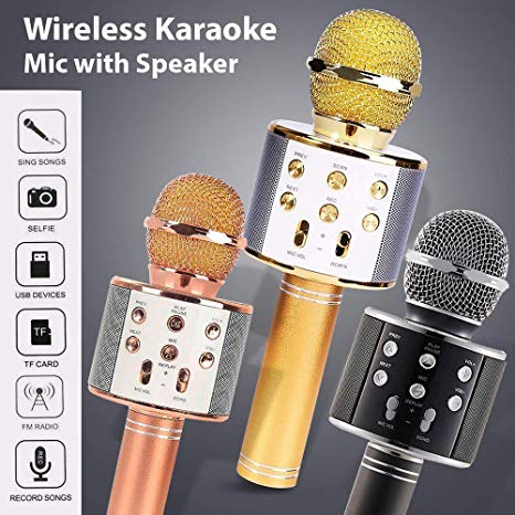 Mic 858 - micro hát karaoke không dây kết nối bluetooth ws-858, mic karaoke kiêm loa nghe nhạc bluetooth cao cấp