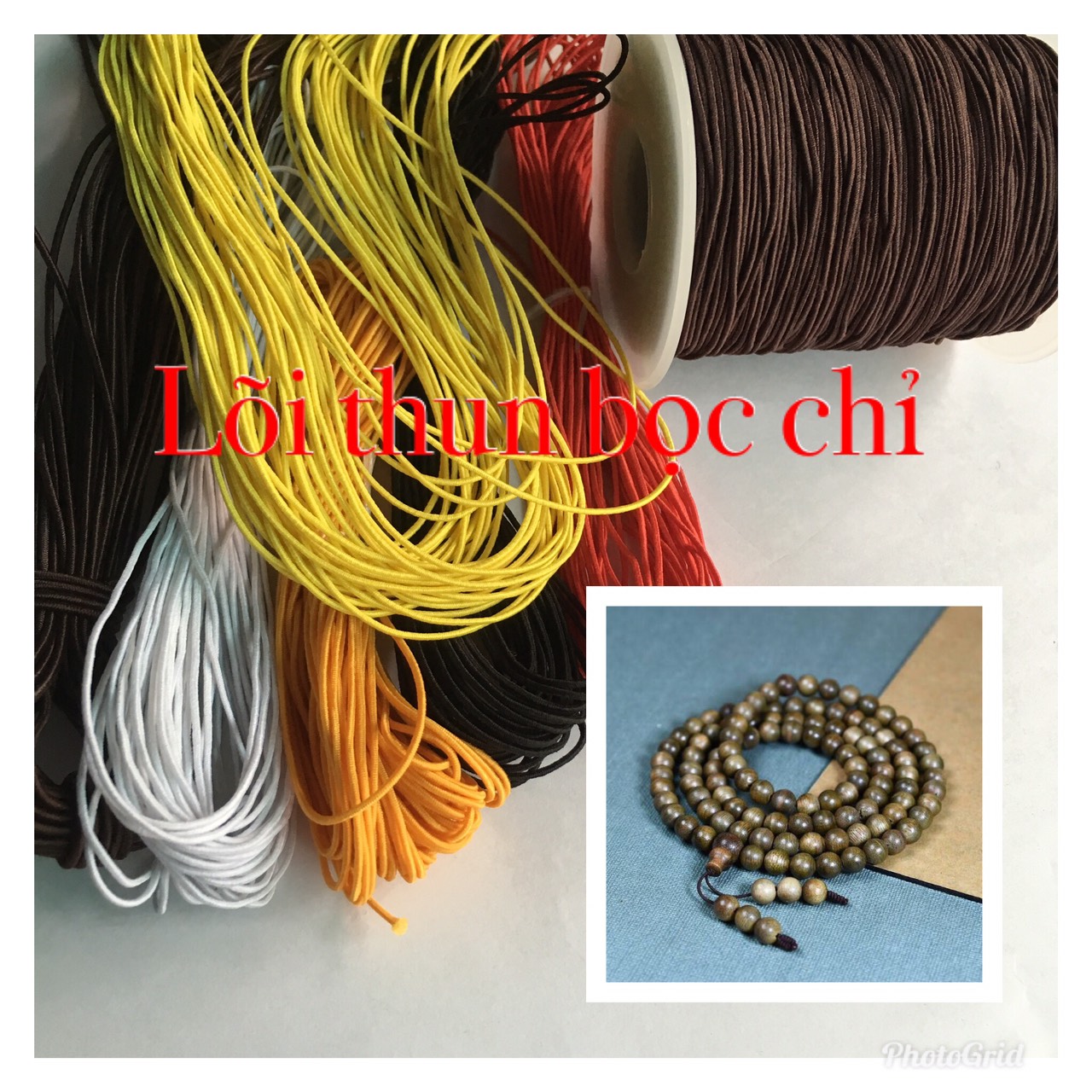 Chỉ thun co giãn xâu xỏ hạt gỗ trầm size dây 0.8- 1.2mm phong thủy
