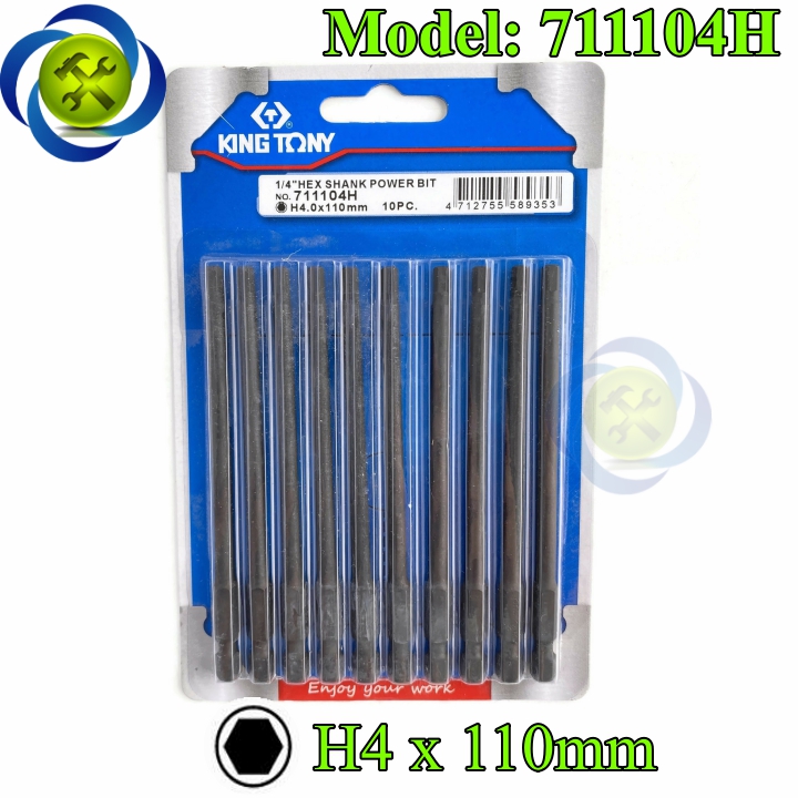 Mũi lục giác 4mm dài 110mm kingtony 711104h