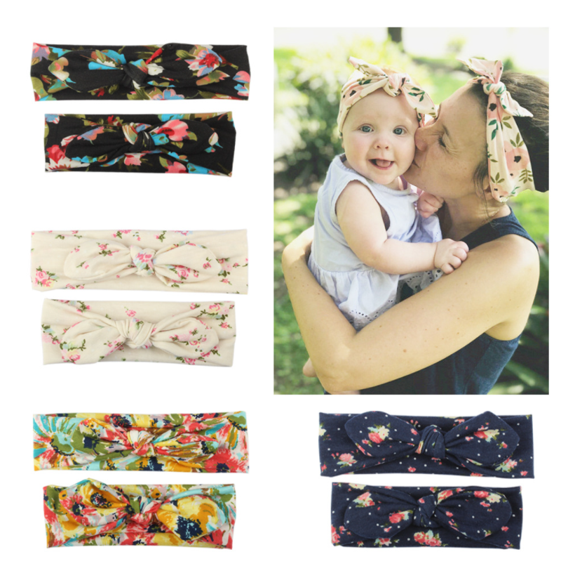 Set đôi turban/băng đô vải hoa nhí cho mẹ và bé