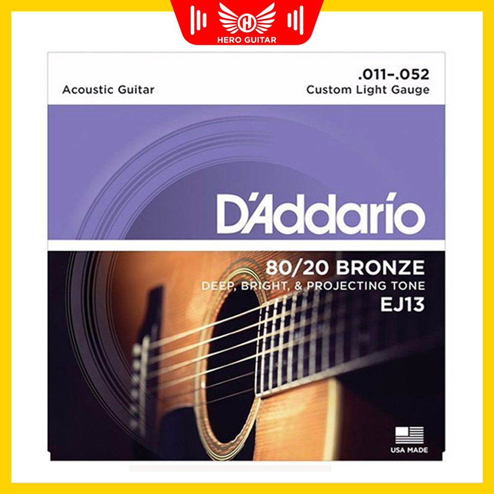 Dây đàn guitar acoustic d’addario-ej13 chính hãng 100% - hero guitar đà nẵng