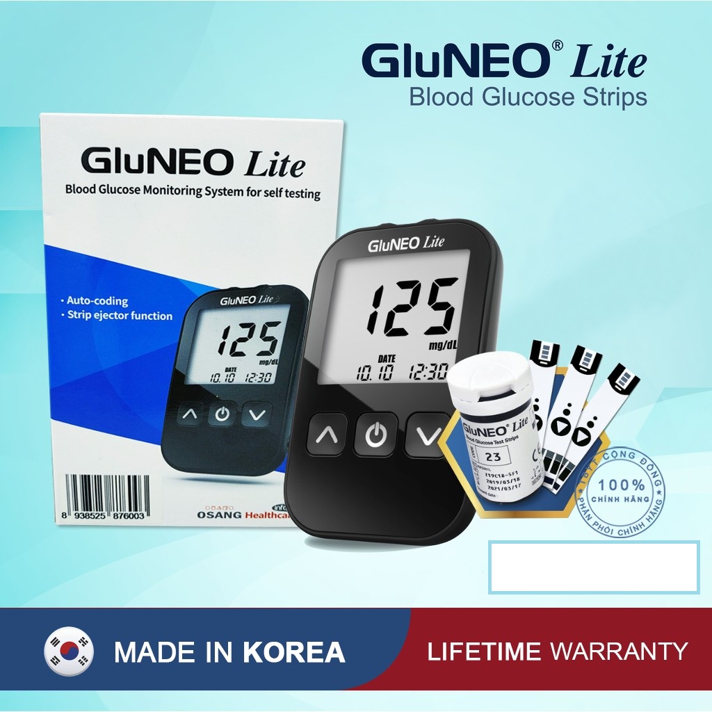 Máy Đo Đường Huyết GluNEO Lite nhập khẩu Hàn Quốc + Tặng 25 que thử +25 kim