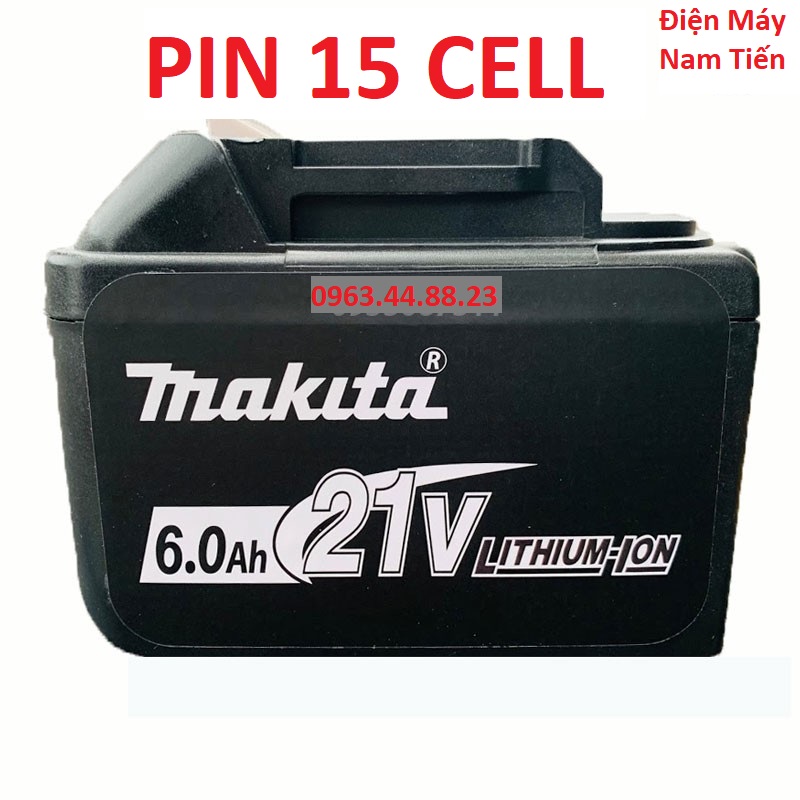 Pin máy khoan 21v 5000mah 6000mah,loại 15 cell pin,chân makita,bảo hành 3 tháng