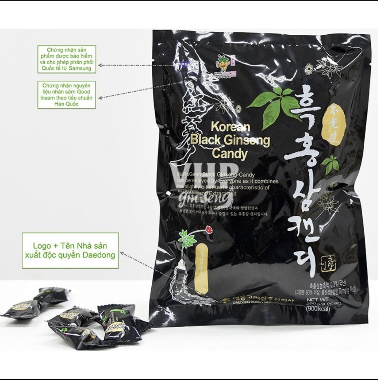 [HCM]Kẹo Hắc Sâm Hàn Quốc 250gPP Nhân Sâm Ánh Dương
