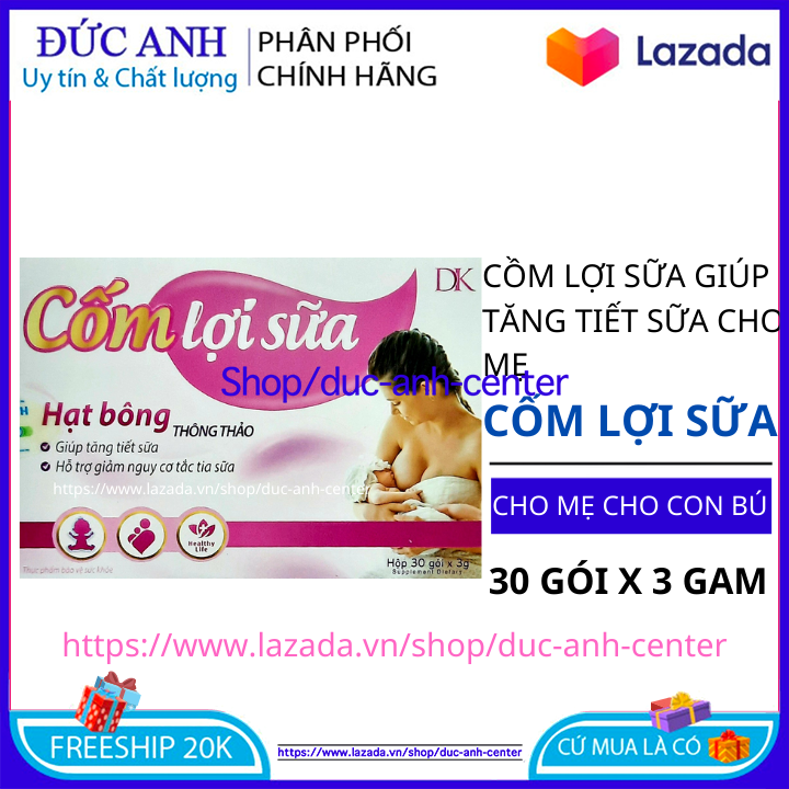 Cốm lợi sữa Mummilk hạt bông thông thảo dành cho mẹ ít sữa sữa loãng trẻ chậm lớn hộp 30 gói
