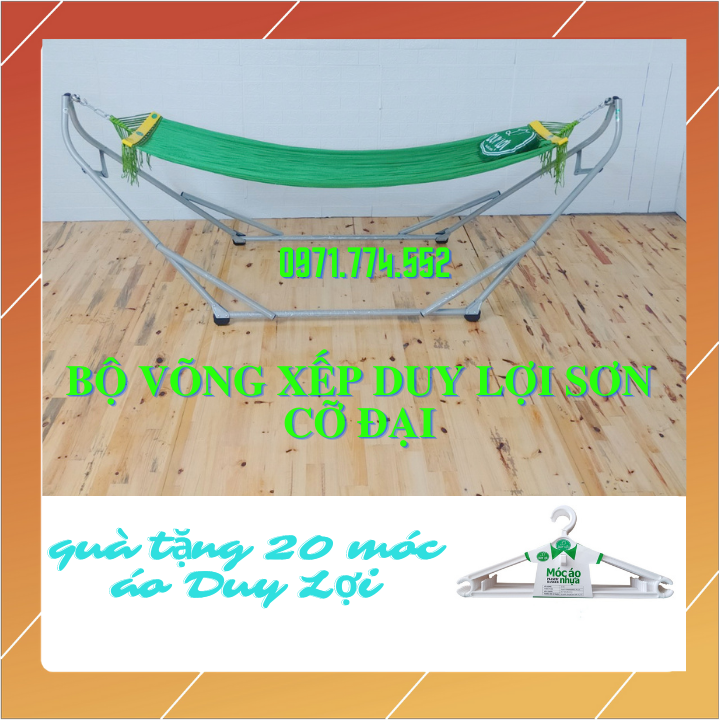 Bộ Võng Xếp Duy Lợi Thép Cỡ Đại gồm khung võng +võng lưới cỡ đại