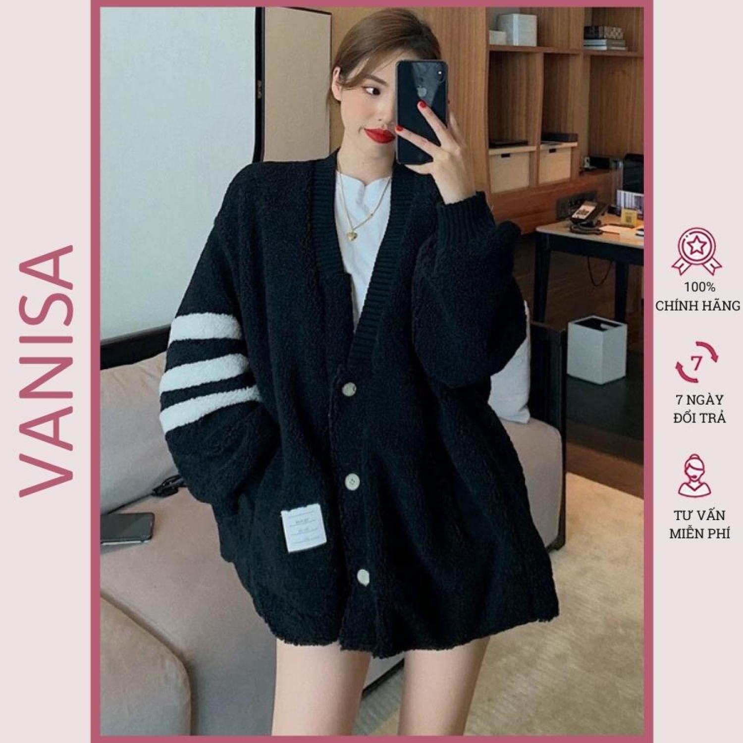 Áo khoác cardigan nữ len bigsize lông cừu dày mịn form rộng VANISA KD11