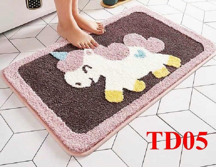 Thảm Lau Chân, Thảm Nhà Tắm, Thảm Chùi Chân Lông Cừu Siêu Dày, Mặt Sau Lót Su Chống Trượt Hình Thú Dễ Thương, Thấm Hút Cực Tốt ( giao màu ngẫu nhiên )