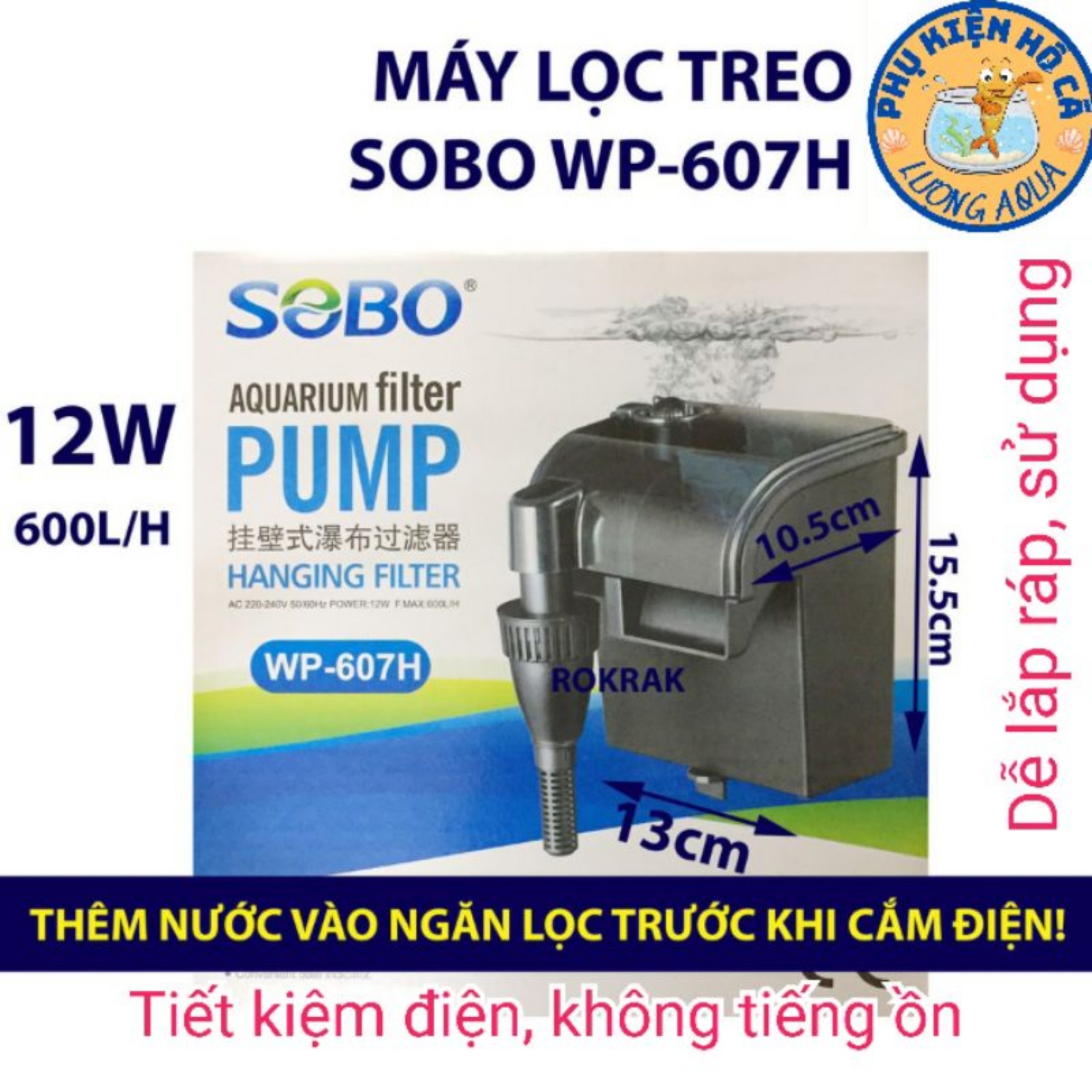 Máy lọc thác hồ cá Sobo WP 303H,606H,607H kèm lọc váng êm ái