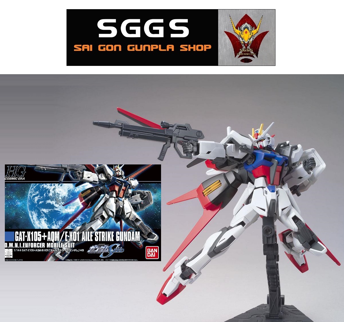 Mô hình hg aile strike gundam seed gat-x105 bandai 1/144 đồ chơi lắp ráp
