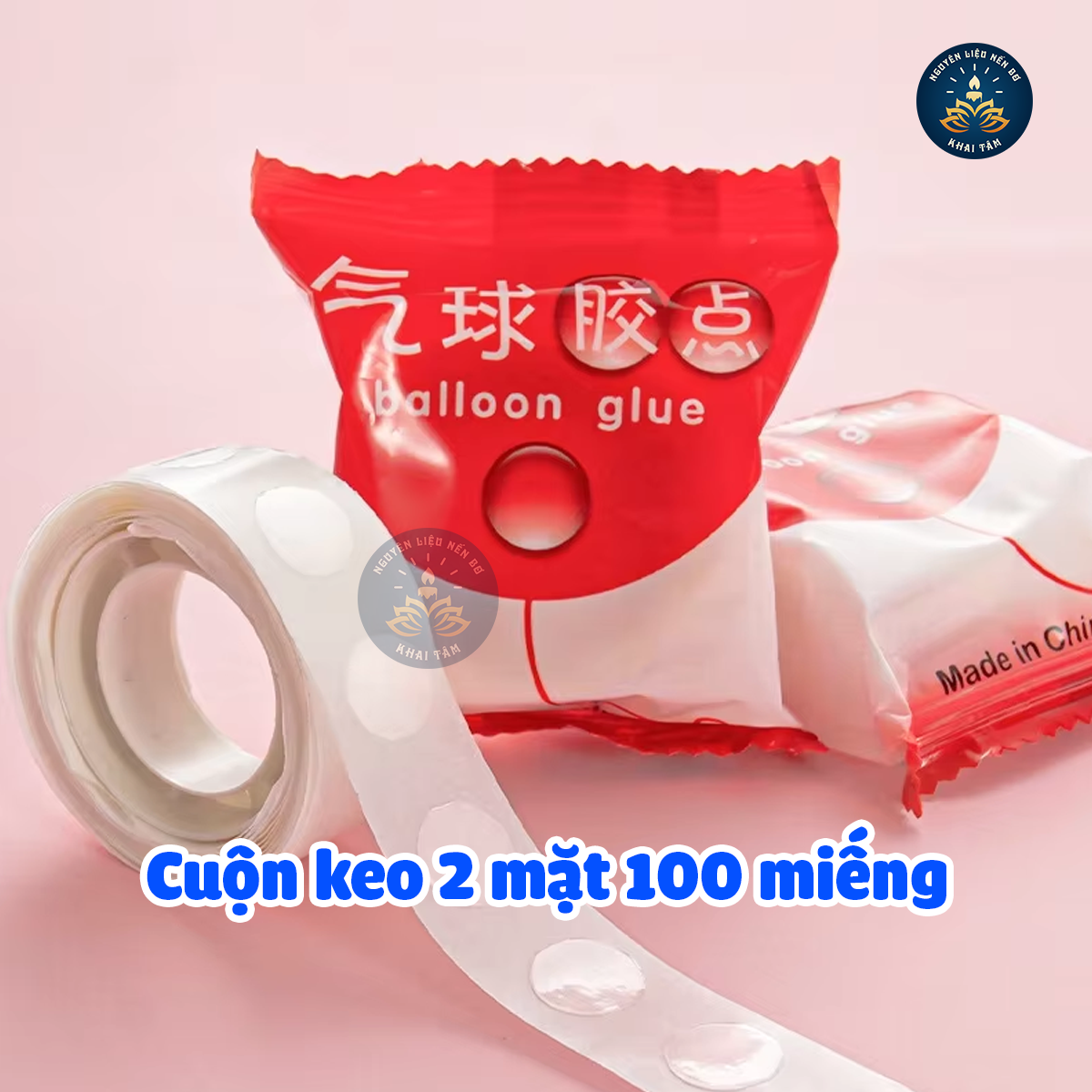 Cuộn Keo 2 Mặt 100 Miếng, Keo 2 Mặt Dán Tim Nến, Keo Dán Bong Bóng, Nguyên Liệu Làm Nến Bơ Cúng Phật