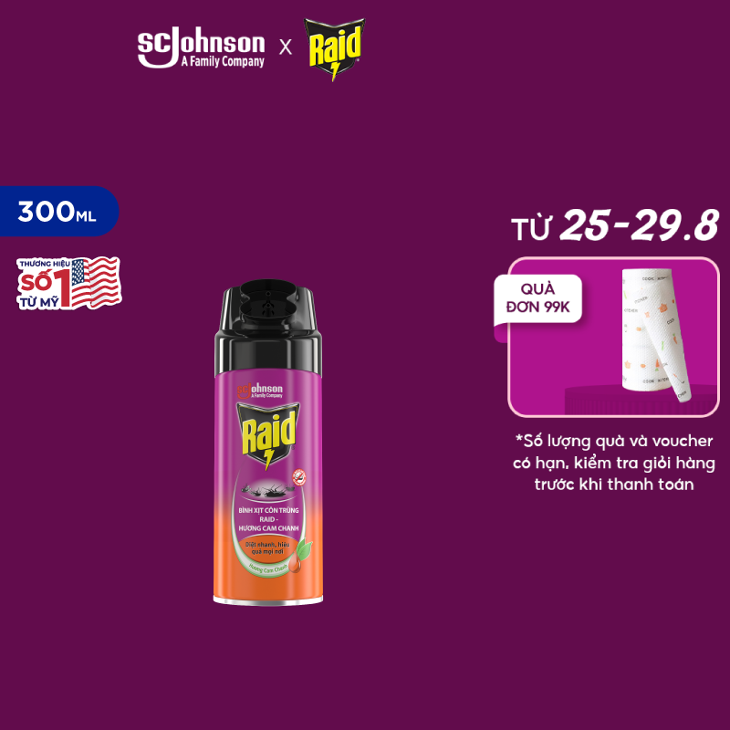 Raid bình xịt côn trùng hương cam chanh 300ml - dn