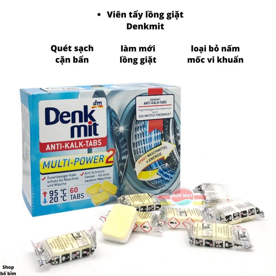 Viên tẩy lồng máy giặt denkmit đức siêu sạch hoopk 60 viên