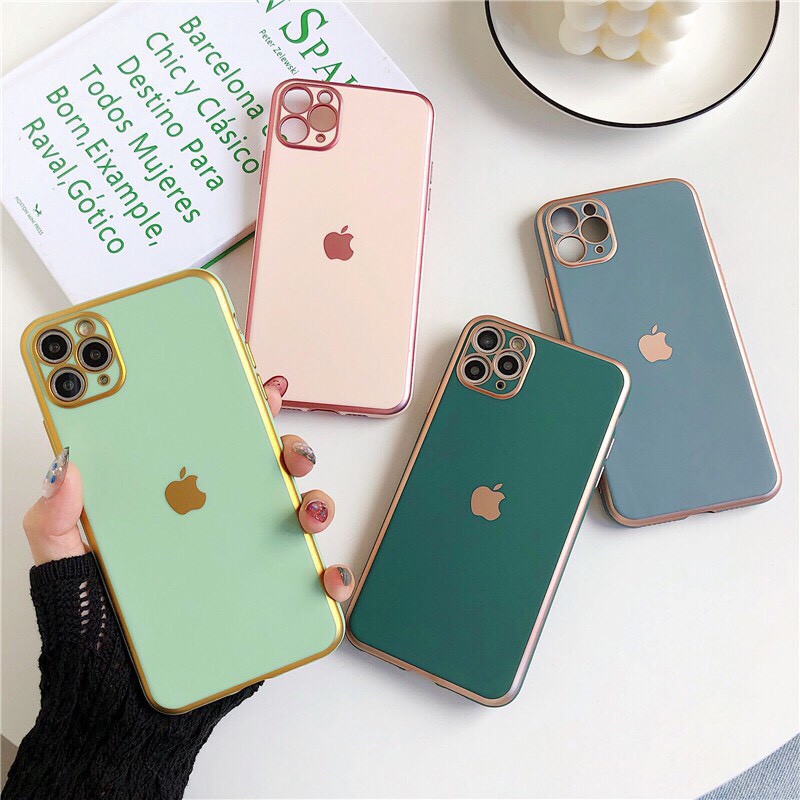 Ốp Lưng Dẻo Vuông Xi Viền Giả iPhone 12 cho iPhone 6 đến 12 promax, màu sắc hot hit