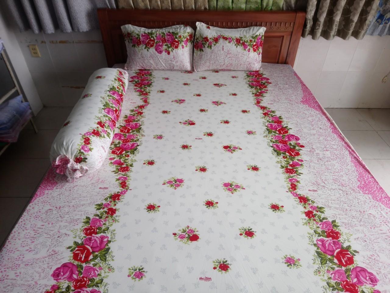 Bộ dra thun lạnh hàn quốc 1m6 x 2m ( gồm 1 ga + 3 áo gối)