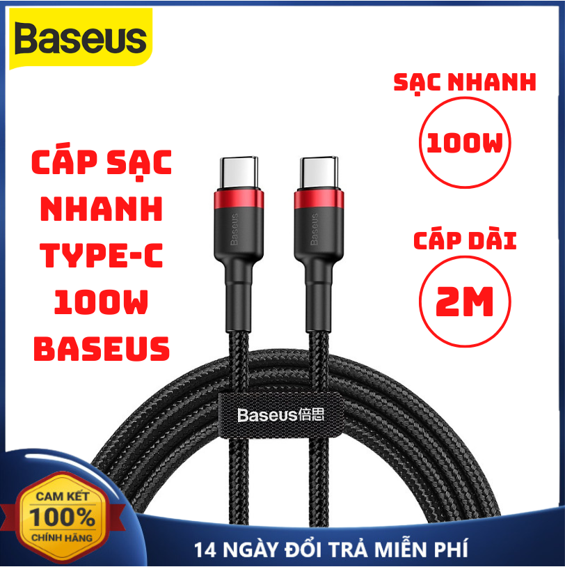 Cáp sạc nhanh type c 100w baseus usb to type c dây sạc nhanh type c bện dù cáp sạc type c dài 2m