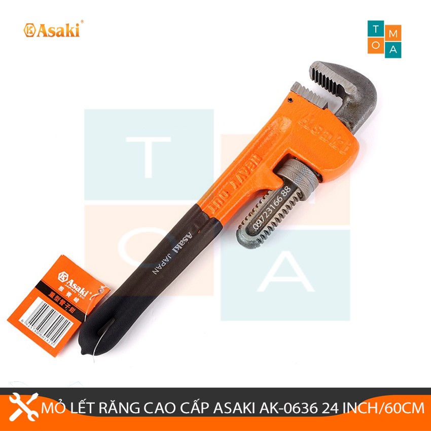 Mỏ lết răng cao cấp asaki ak-0636 24inch/600mm; kìm nước cao câp asaki 24 inch