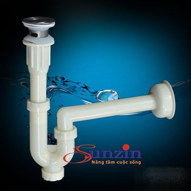 Bộ xi phông thoát nước chậu rửa mặt (đầu inox, đuôi nhựa ABS)