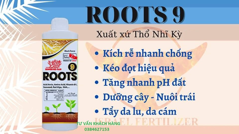 Roots 9 organic - phân bón hữu cơ xuất xứ thỗ nhĩ kỳ - root 500ml - kích bộ rễ, phục hồi rễ, xanh lá, mát cây, giải độc