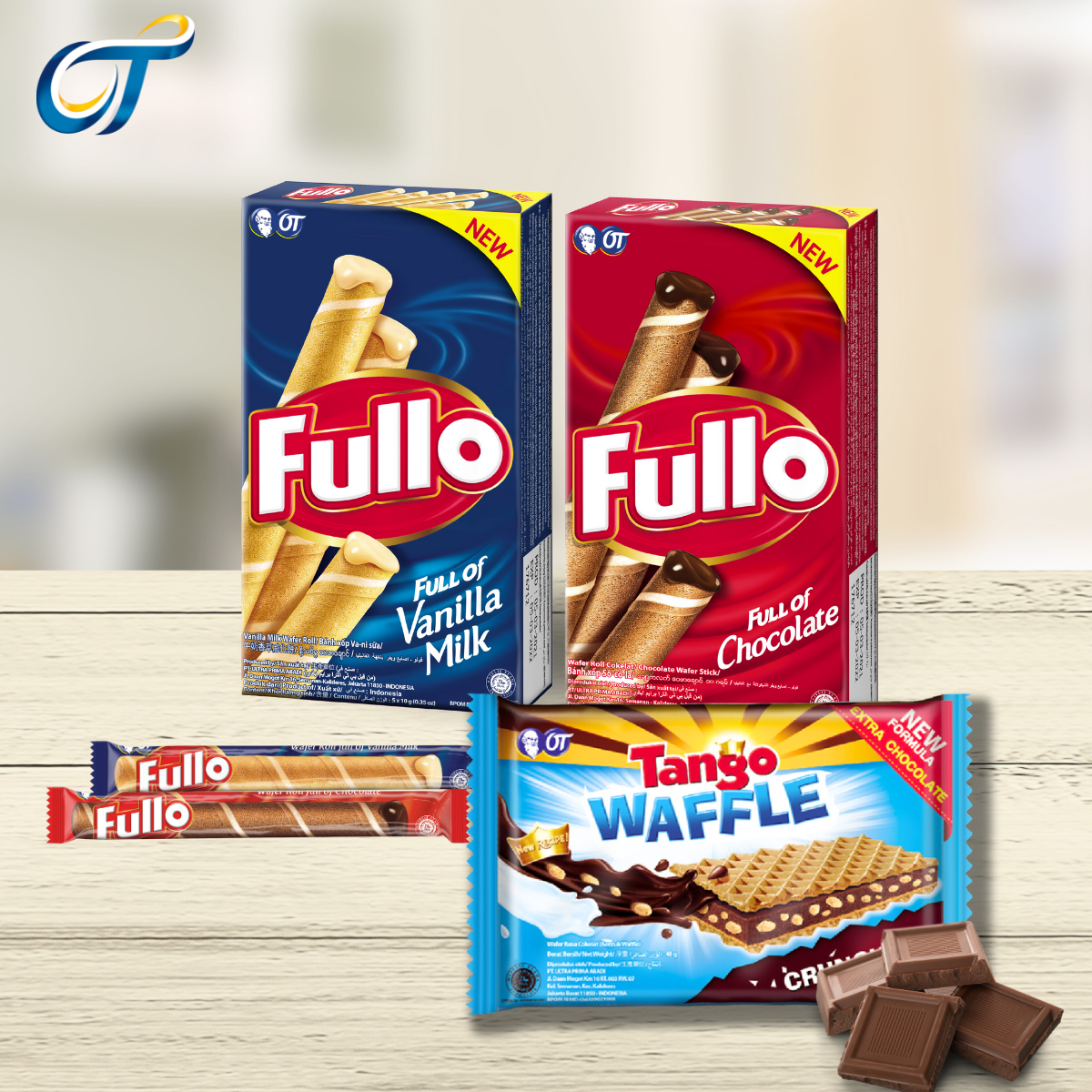 Bộ fullo sô cô la tiện lợi: 1 hộp fullo sô cô la 5 cây + 1 hộp fullo vanila sữa 5 cây + 1 gói tango 48g