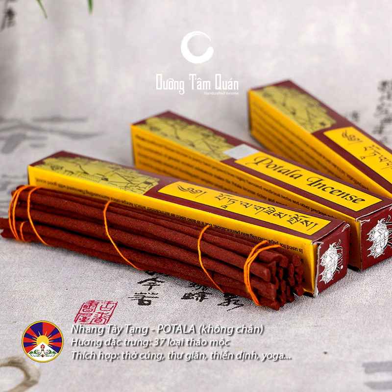 Nhang trầm hương potala tây tạng 14cm trầm hương tự nhiên cúng phật thư giãn giảm stress yoga thiền định xông phòng refesh năng lượng