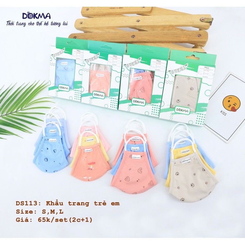 DOKMA Khẩu trang vải sợi tre Bamboo bé trai bé gái 6 tháng đến 6 tuổi DS113