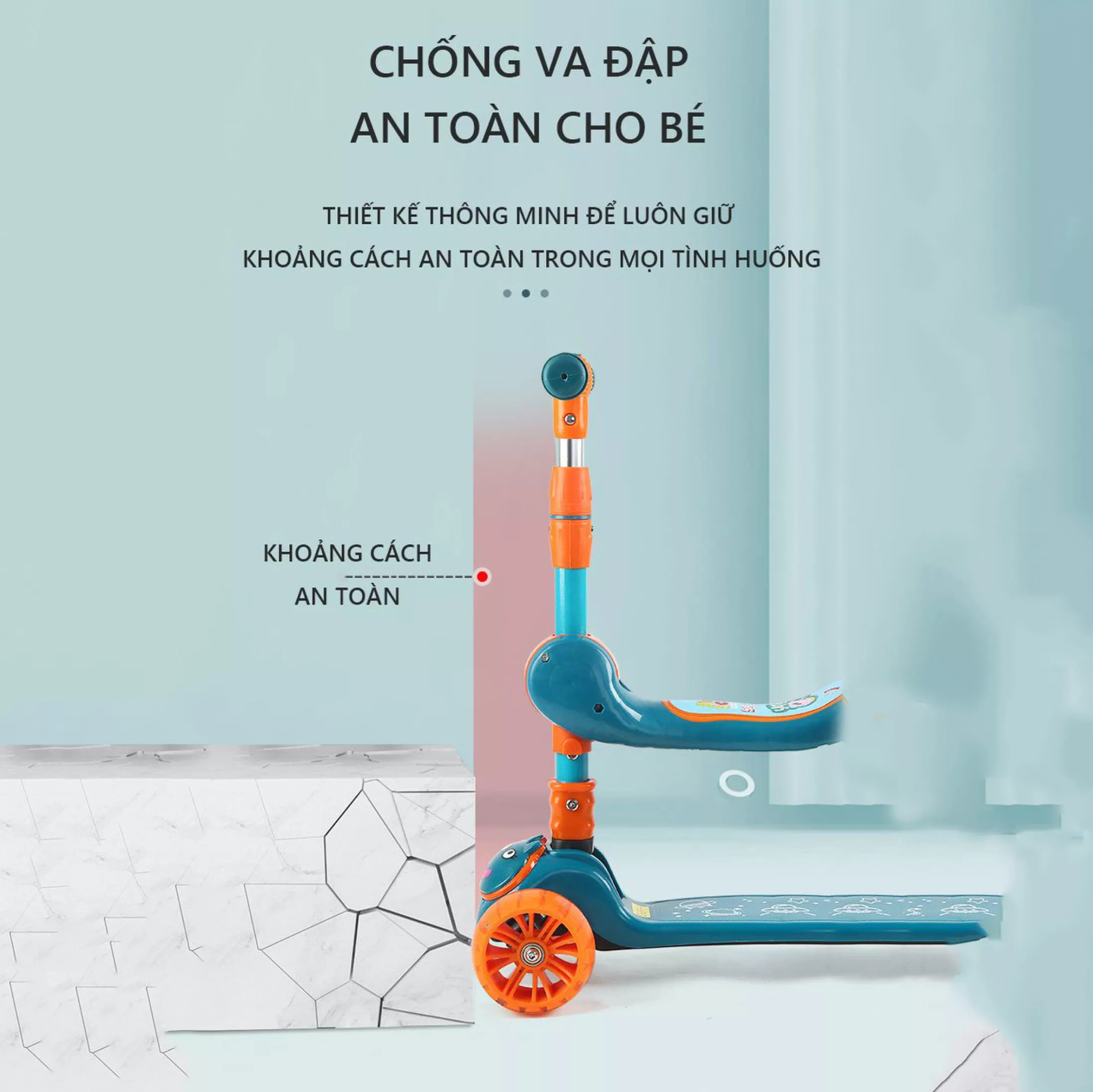 XE TRƯỢT SCOOTER CHO BÉ - XE CHÒI CHÂN CHO BÉ - CÓ NHẠC VÀ