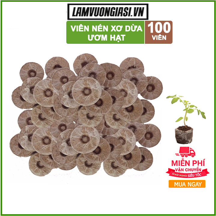 100 Viên nén xơ dừa trồng cây ươm hạt ươm cây giống trồng dâu tây thuỷ canh