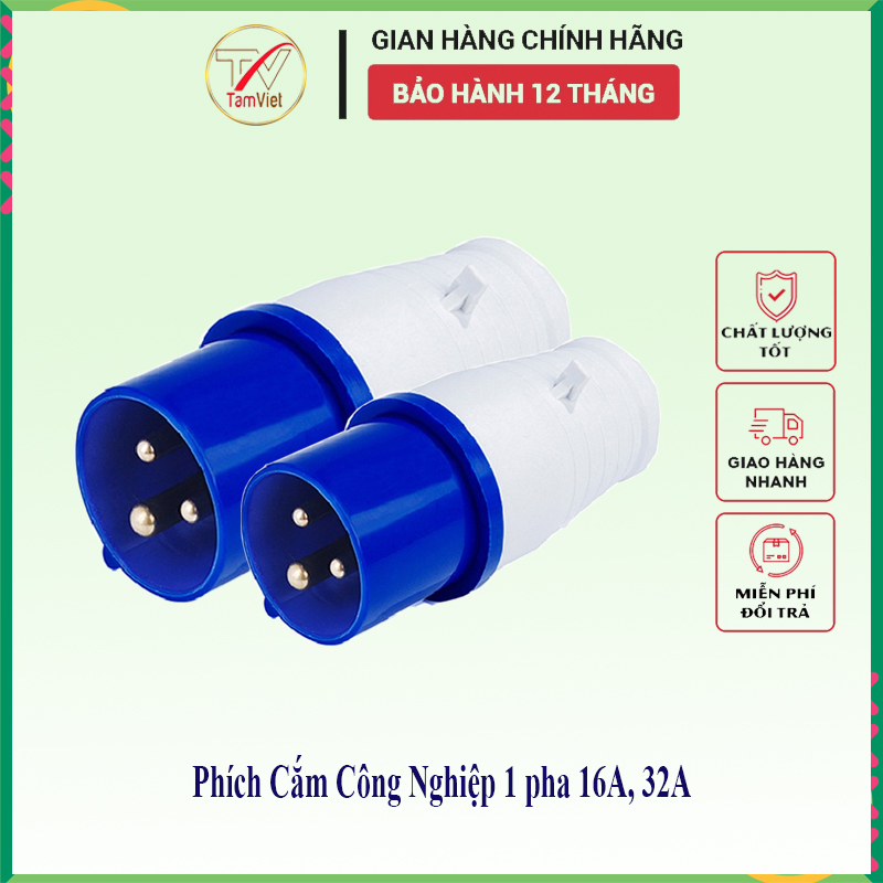 Phích cắm công nghiệp 3 cực 16a, 32a tâm việt