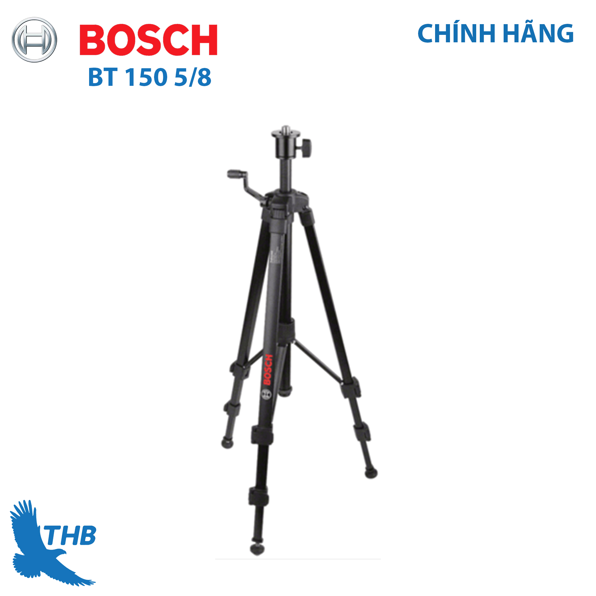Chân máy cân bằng Giá đỡ ba chân xây dựng Bosch chính hãng BT 150 5/8''( Dùng cho máy cân bằng ren 5/8''), Chân cao tối đa 150cm, vật liệu nhôm bền đẹp)
