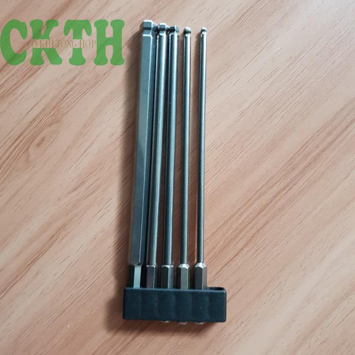 Lục giác bóng, Bộ 5 đầu lục giác bóng chuôi lục giác gắn máy khoan,máy bắt vít dài 15cm