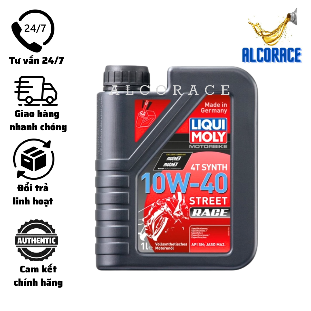 Dầu nhớt tổng hợp cao cấp Liqui Moly Street Race 10w40, 10W50 dành cho xe số, côn tay - Nhập khẩu từ Đức